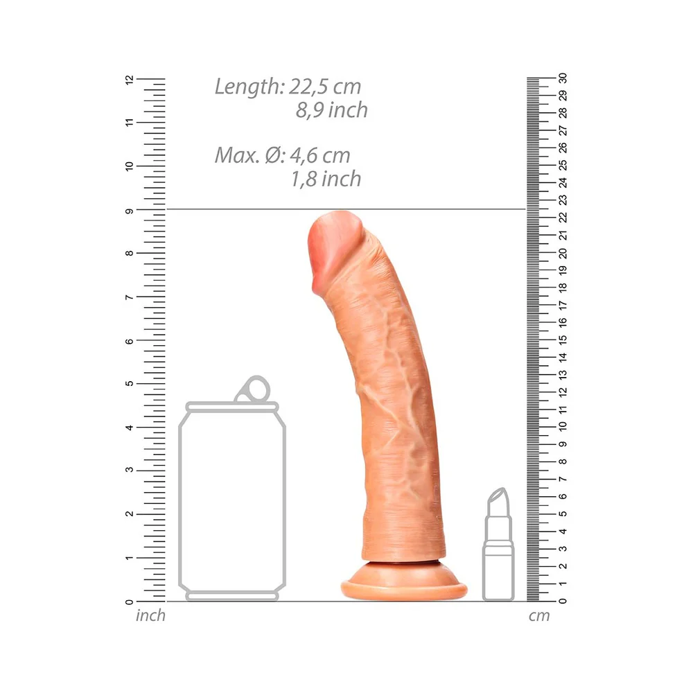 RealRock Realistic 8 in. Curved Dildo With Suction Cup Tan - Image 6