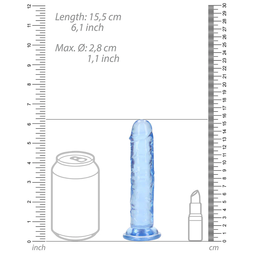 RealRock Crystal Clear Straight 6 in. Dildo Without Balls Blue - Image 7