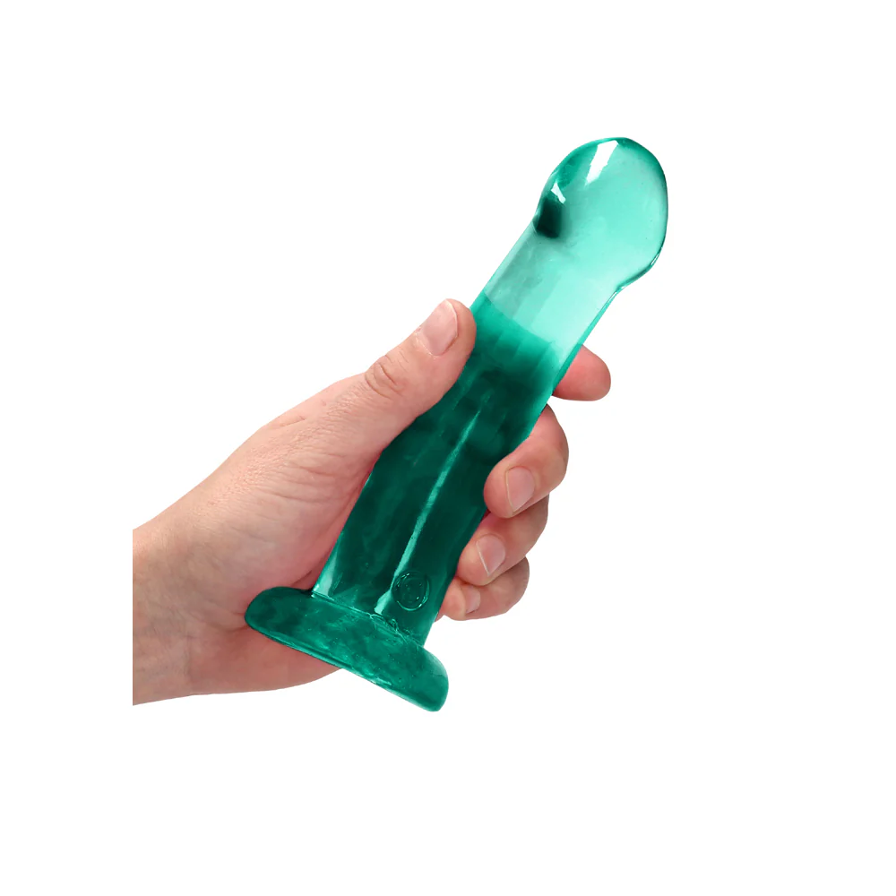 RealRock Crystal Clear Non-Realistic 7 in. Dildo With Suction Cup Turquoise - Image 4