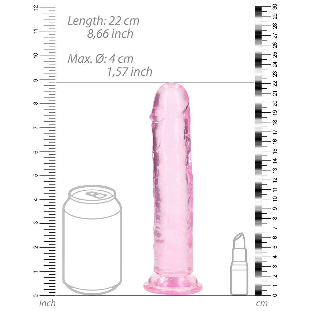 RealRock Crystal Clear Straight 8 in. Dildo Without Balls Pink - Image 7