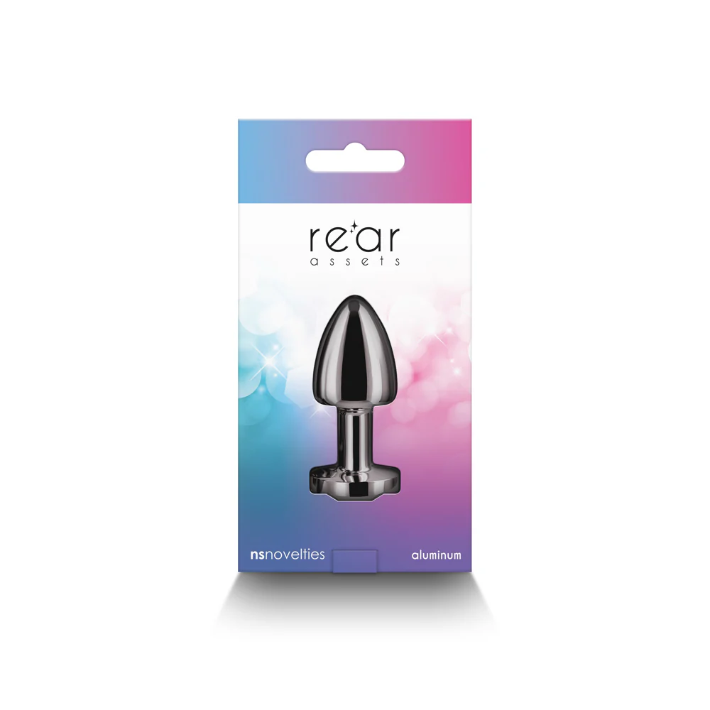 Rear Assets Petite Metal Anal Plug Gunmetal/Rainbow - Image 4