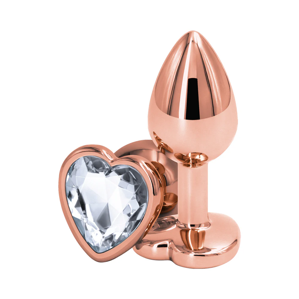 Rear Assets Rose Gold Heart Plug Small Clear - Image 2