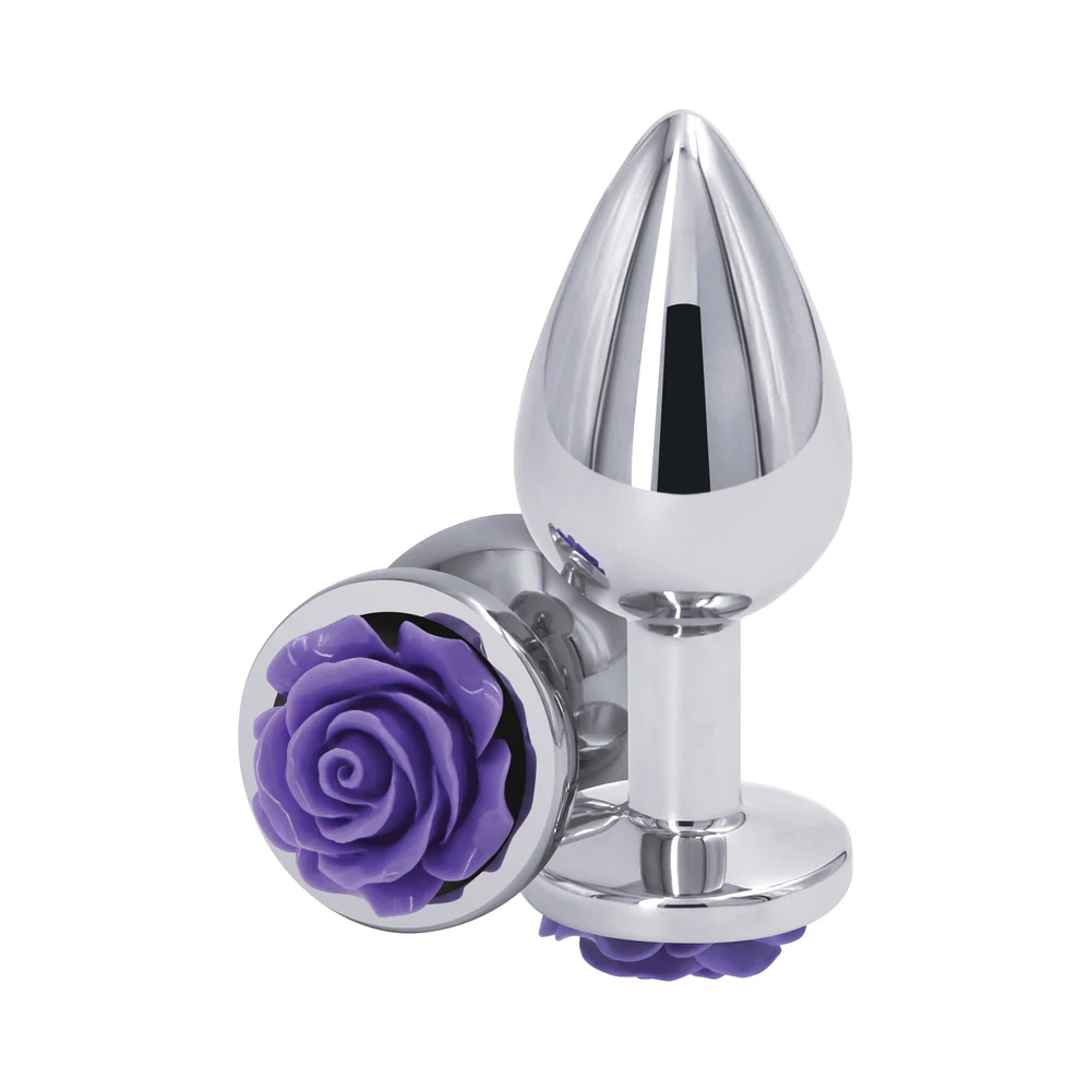 Rear Assets Rose Anal Plug Medium Purple - Image 2