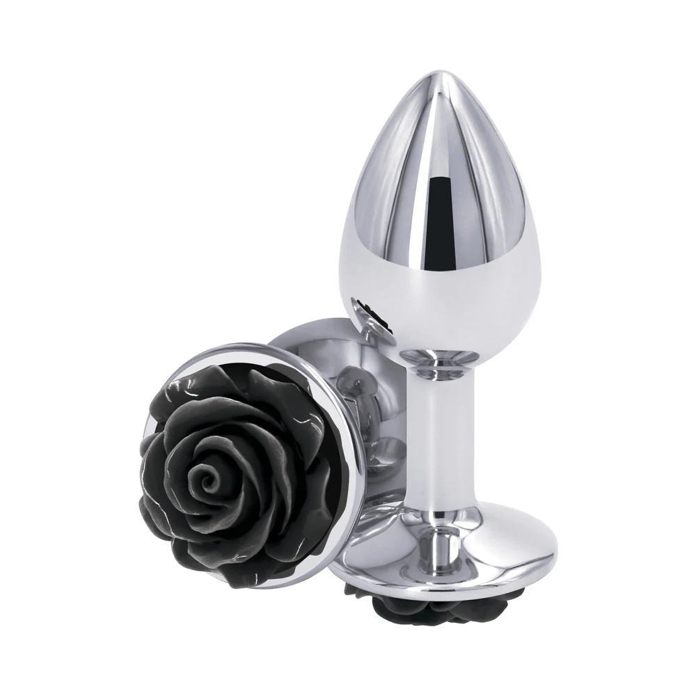 Rear Assets Rose Anal Plug Small Black - Image 2
