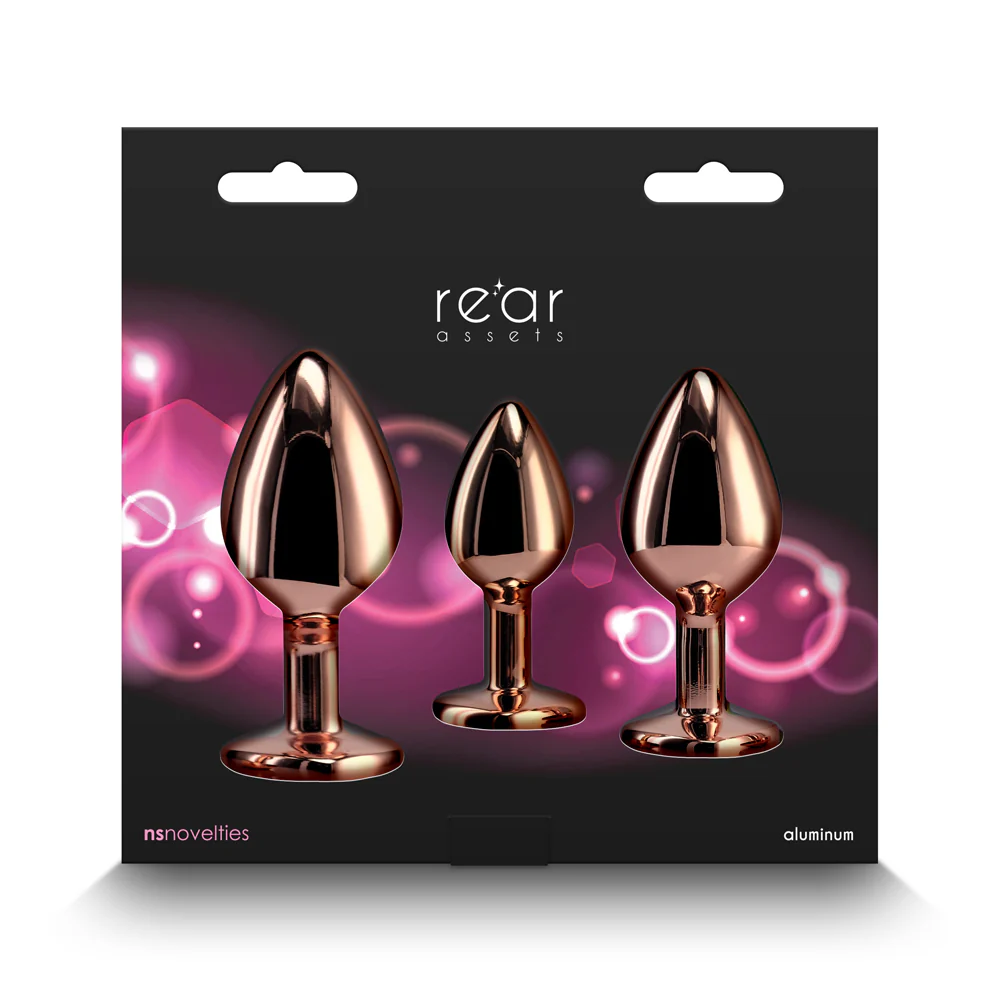 Rear Assets 3-Piece Metal Plug Kit Rose Gold/Pink Heart - Image 4
