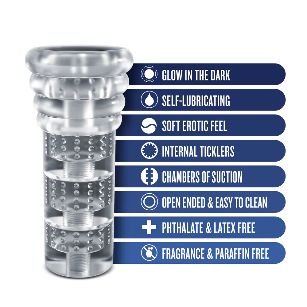 RIZE! Luz Glow in the Dark Self-Lubricating Stroker Clear - Image 9