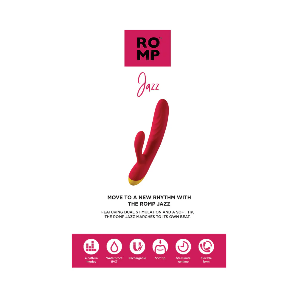 ROMP Jazz Rechargeable Silicone Rabbit Vibrator Berry - Image 8