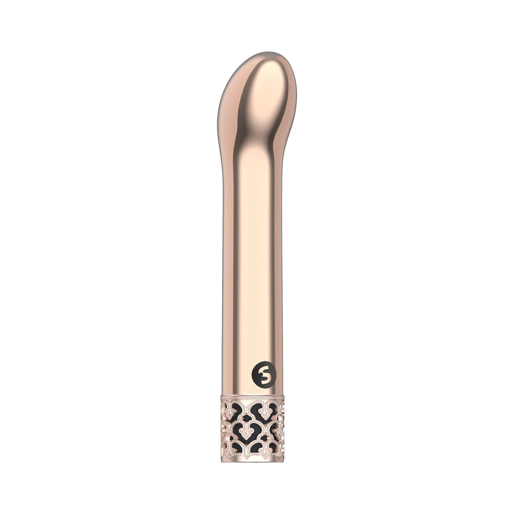 Royal Gems Jewel Rechargeable Curved ABS Bullet Vibrator Rose Gold - Image 3