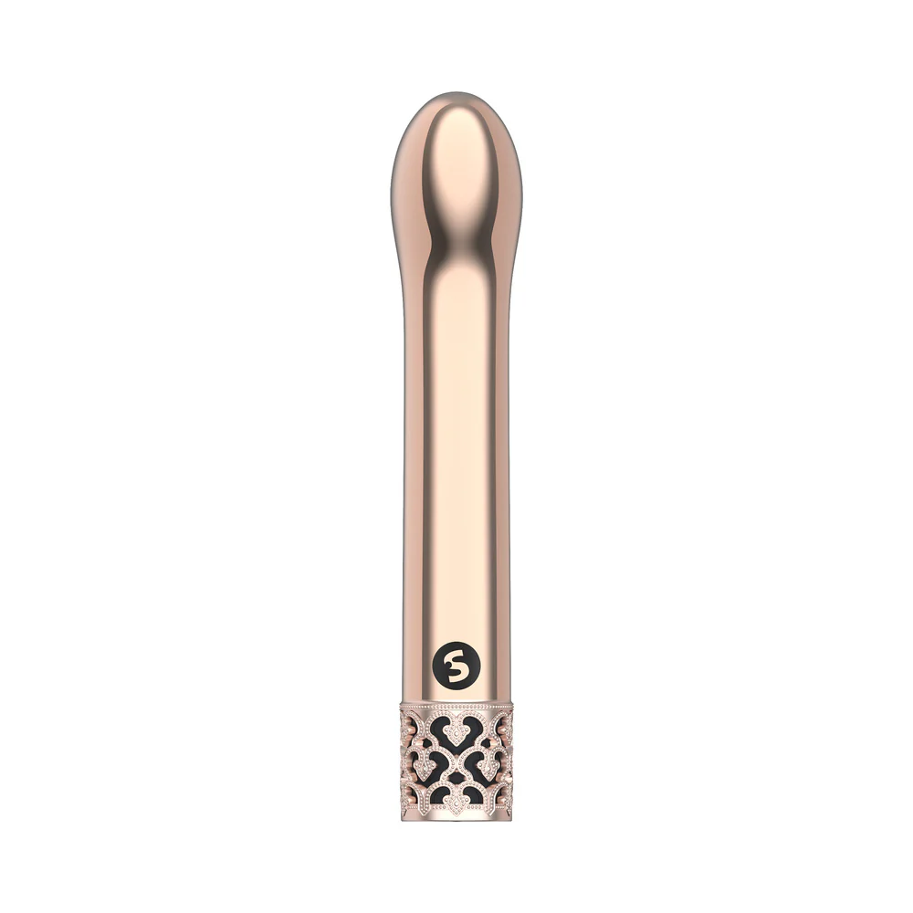 Royal Gems Jewel Rechargeable Curved ABS Bullet Vibrator Rose Gold - Image 4