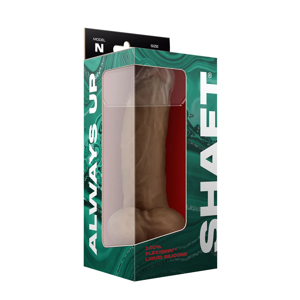 Shaft Model N: 7.5 in. Dual Density Silicone Dildo with Balls Oak - Image 4
