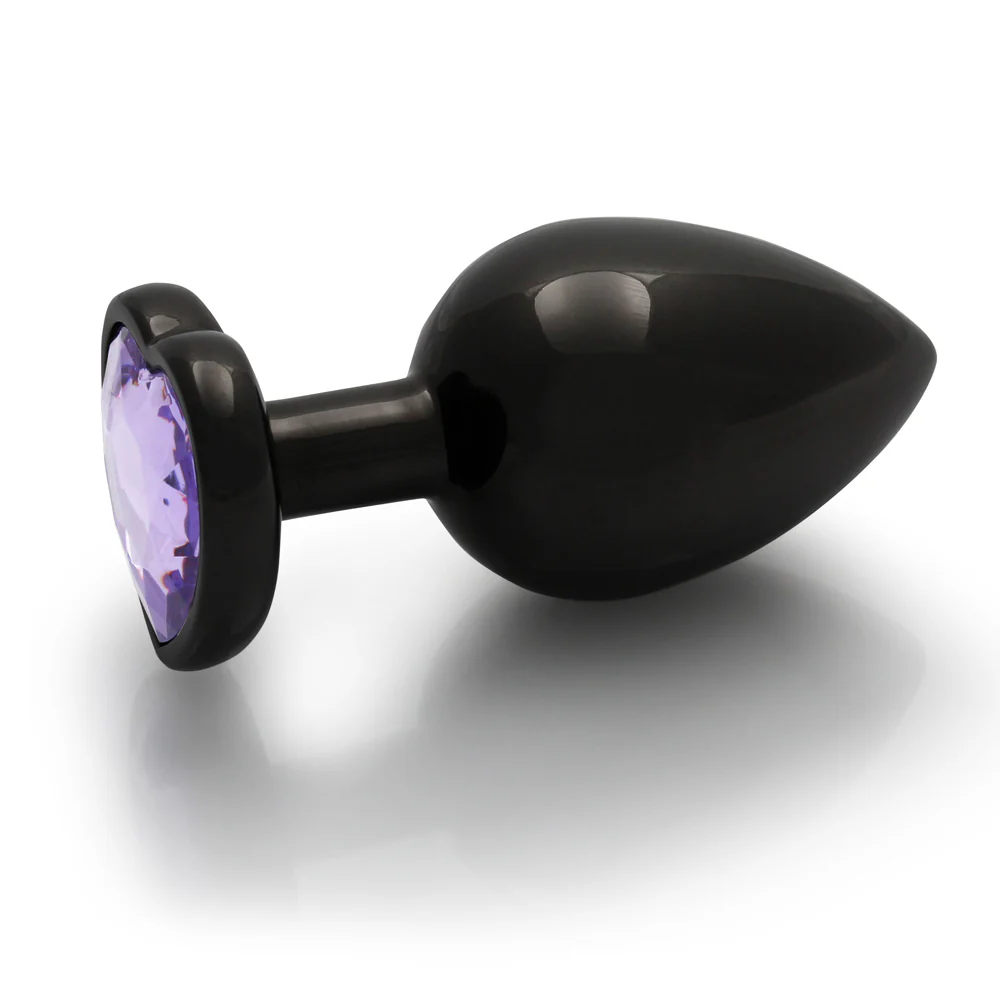 Ouch! Heart Gem Butt Plug Large Gunmetal/Amethyst - Image 3