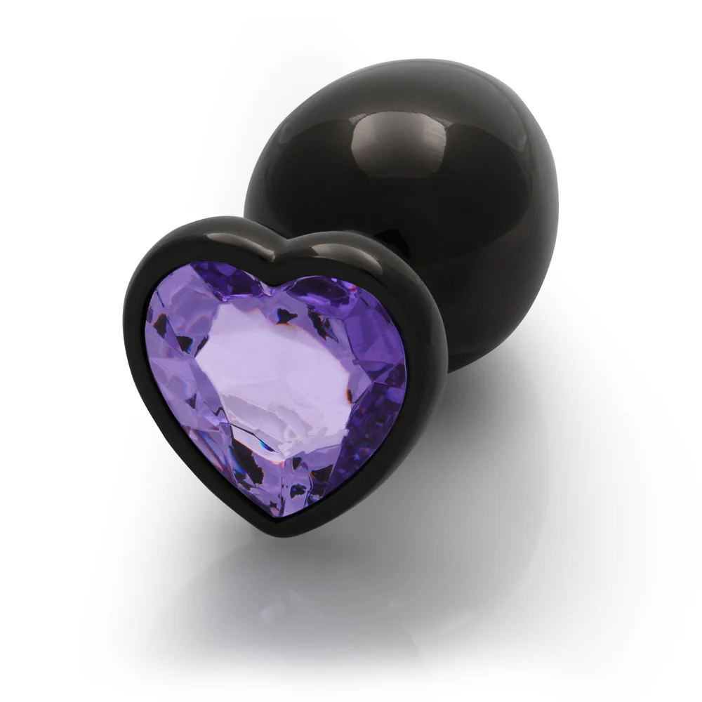Ouch! Heart Gem Butt Plug Large Gunmetal/Amethyst - Image 6