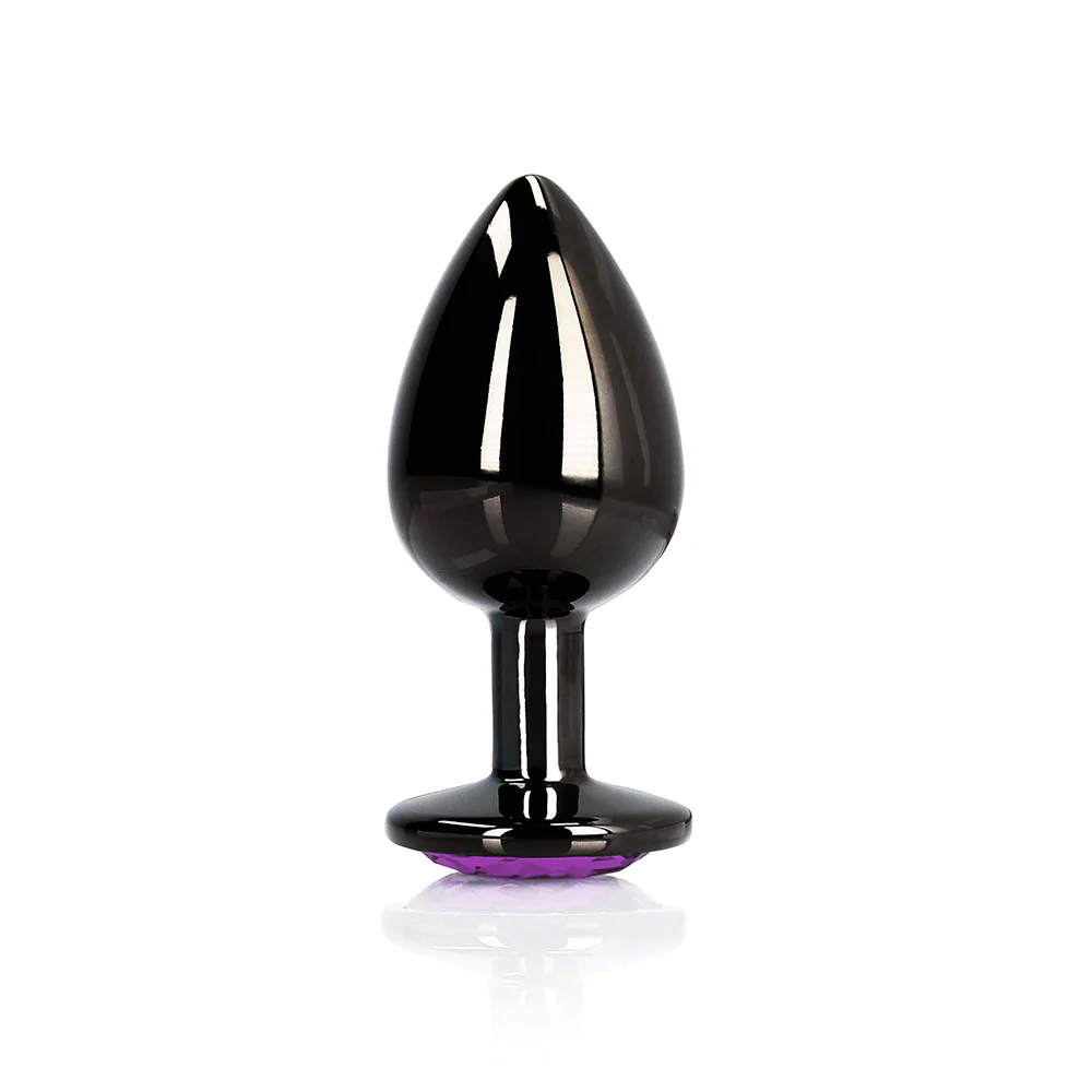 Ouch! Heart Gem Butt Plug Small Gunmetal/Amethyst - Image 2
