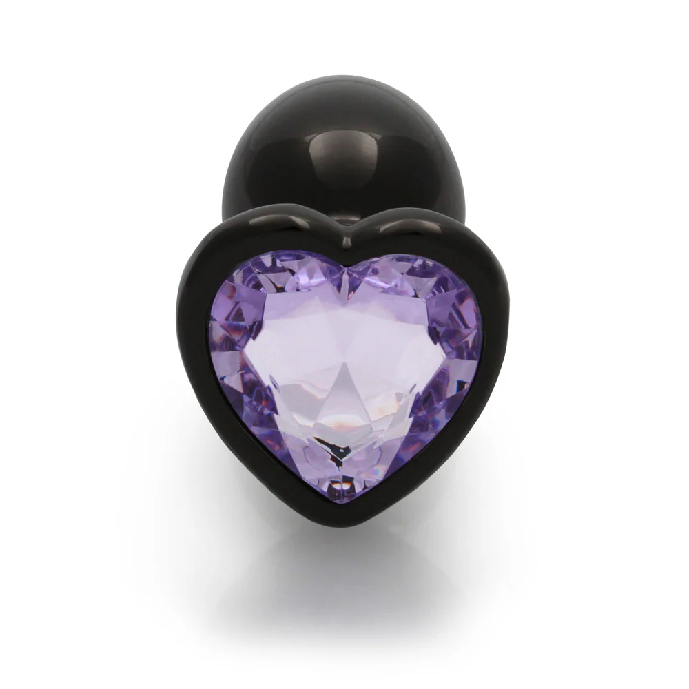 Ouch! Heart Gem Butt Plug Small Gunmetal/Amethyst - Image 5