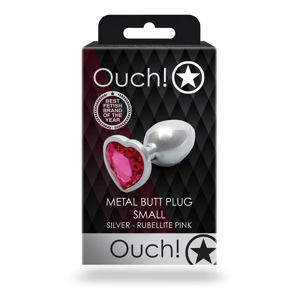 Ouch! Heart Gem Butt Plug Small Silver/Rubellite Pink - Image 8