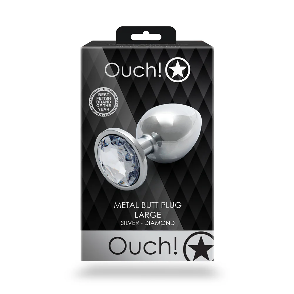 Ouch! Round Gem Butt Plug Large Silver/Diamond - Image 8