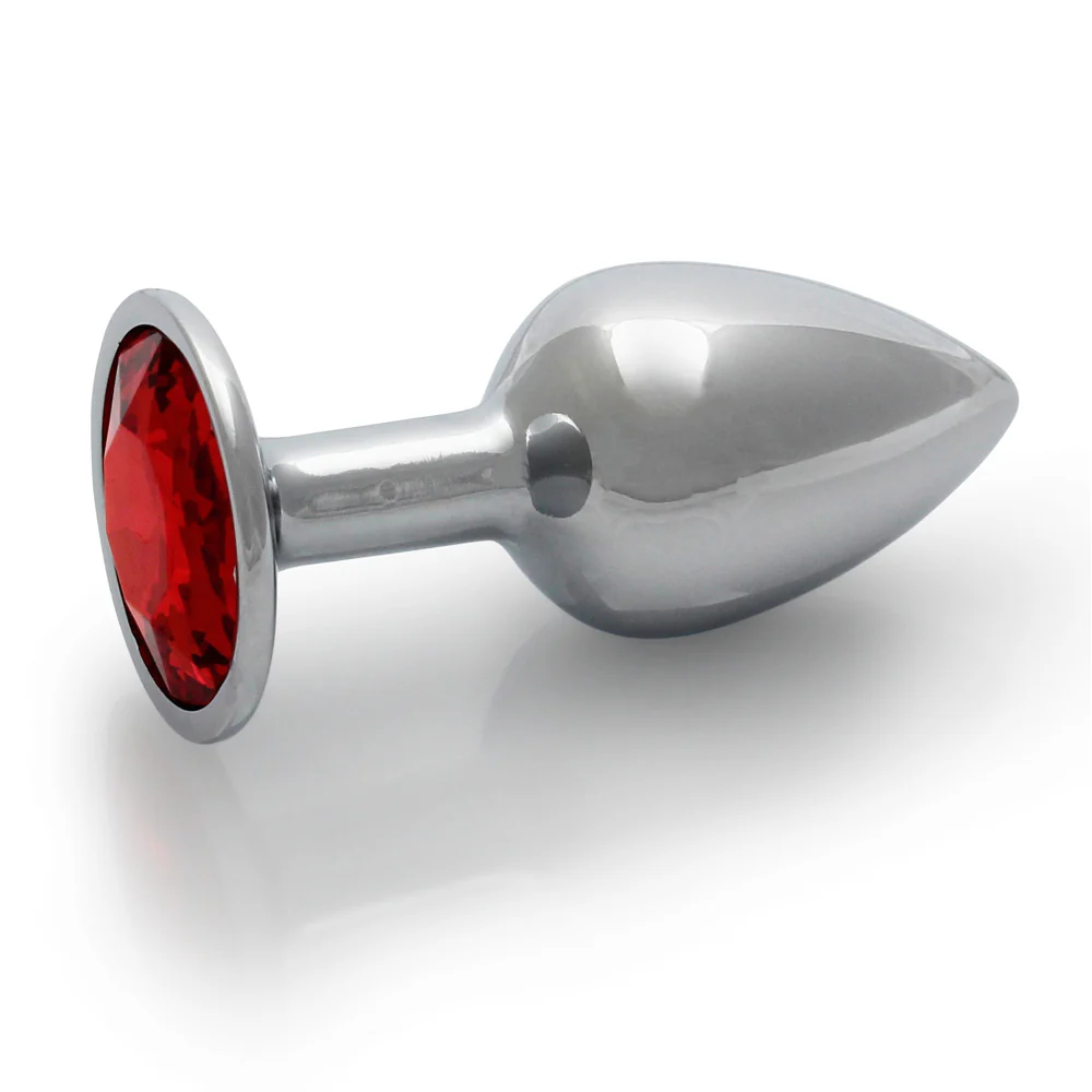 Ouch! Round Gem Butt Plug Small Silver/Ruby Red - Image 3