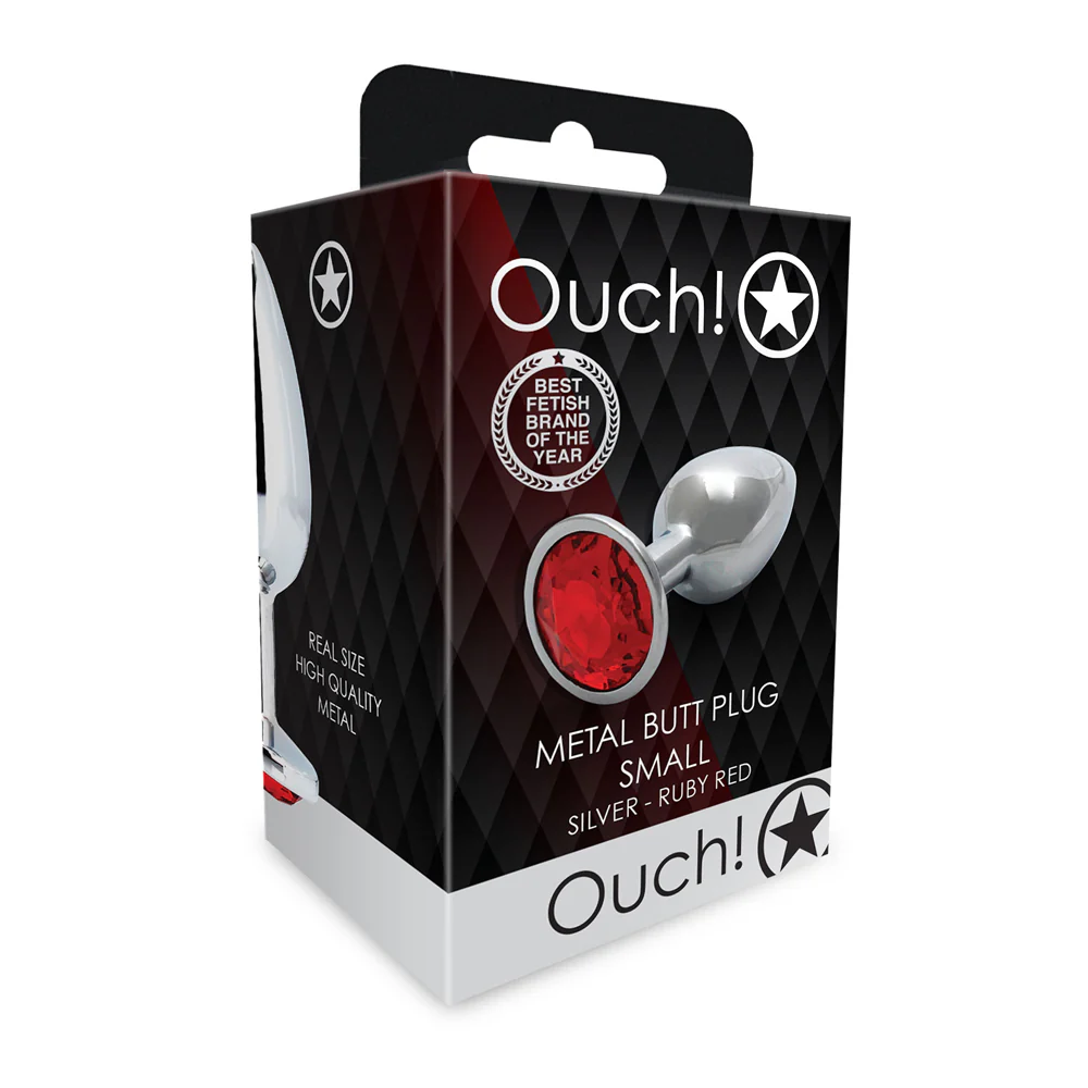Ouch! Round Gem Butt Plug Small Silver/Ruby Red - Image 8
