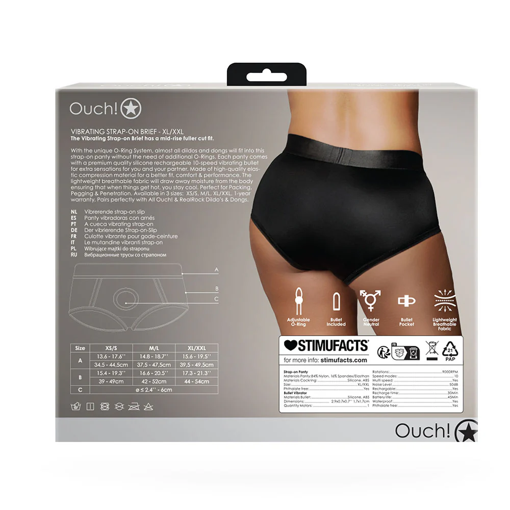 Ouch! Vibrating Strap-on Brief Black XL/2XL - Image 11