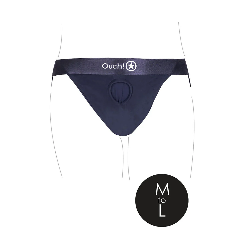 Ouch! Vibrating Strap-on Panty Harness with Open Back Black M/L - Image 5