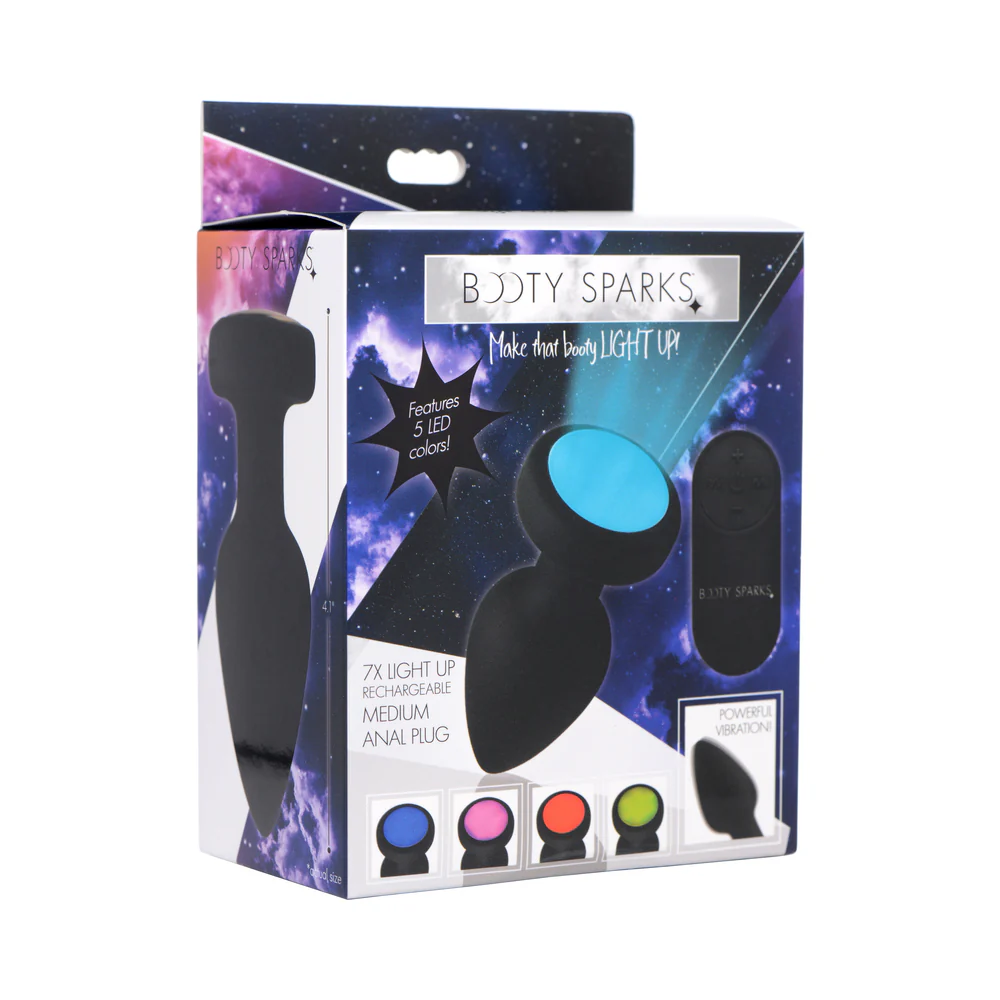 Booty Sparks Rechargeable Light Up Vibrating Anal Plug with Remote Control Medium
