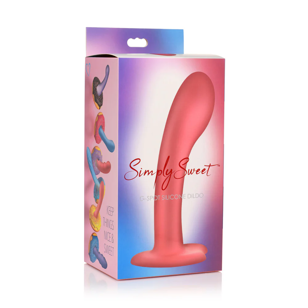 Simply Sweet G-Spot 7 in. Silicone Dildo Pink - Image 2