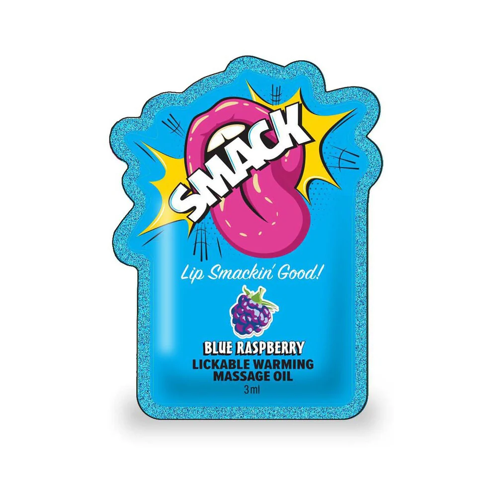 Smack Lickable Massage Oil 3 ml Pouch Blue Raspberry 36-Piece Display - Image 2