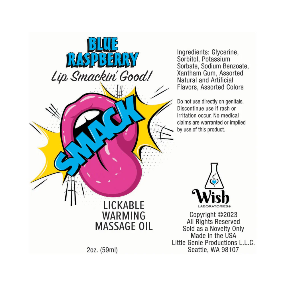 Smack Lickable Massage Oil 3 ml Pouch Blue Raspberry 36-Piece Display - Image 3