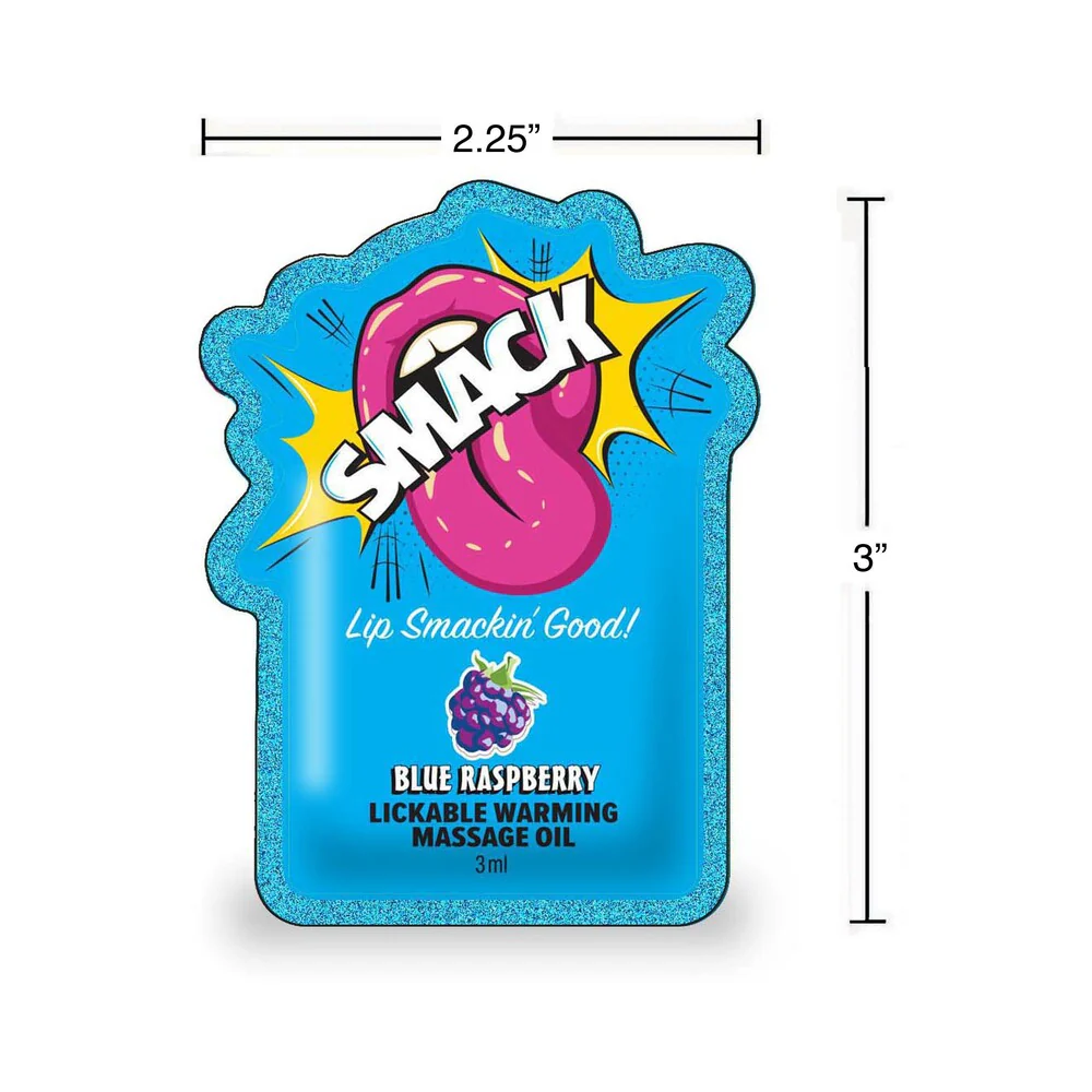 Smack Lickable Massage Oil 3 ml Pouch Blue Raspberry 36-Piece Display - Image 4