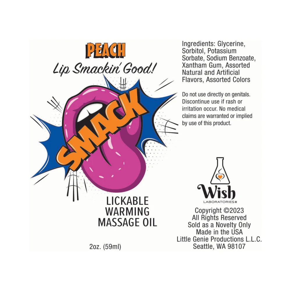 Smack Lickable Massage Oil 3 ml Pouch Peach 36-Piece Display - Image 3