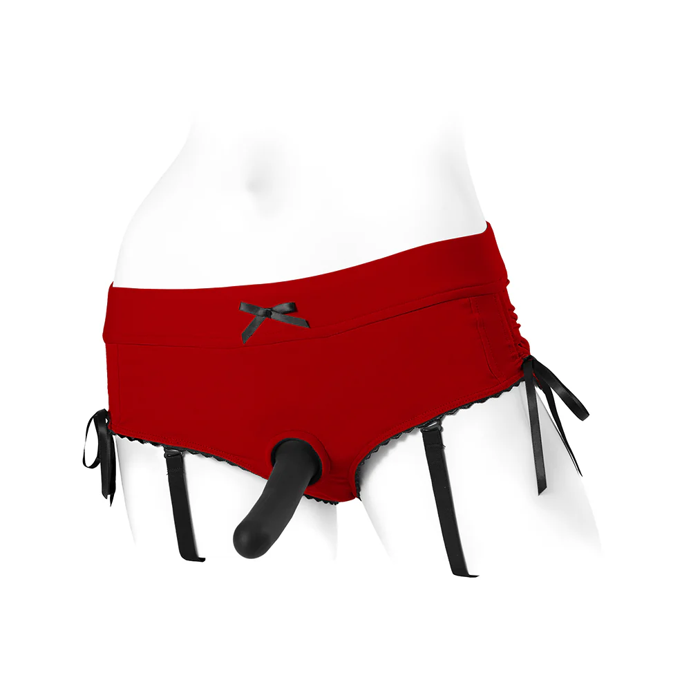 SpareParts Sasha Cinch Booty Short Harness Red/Black Size 3XL - Image 10