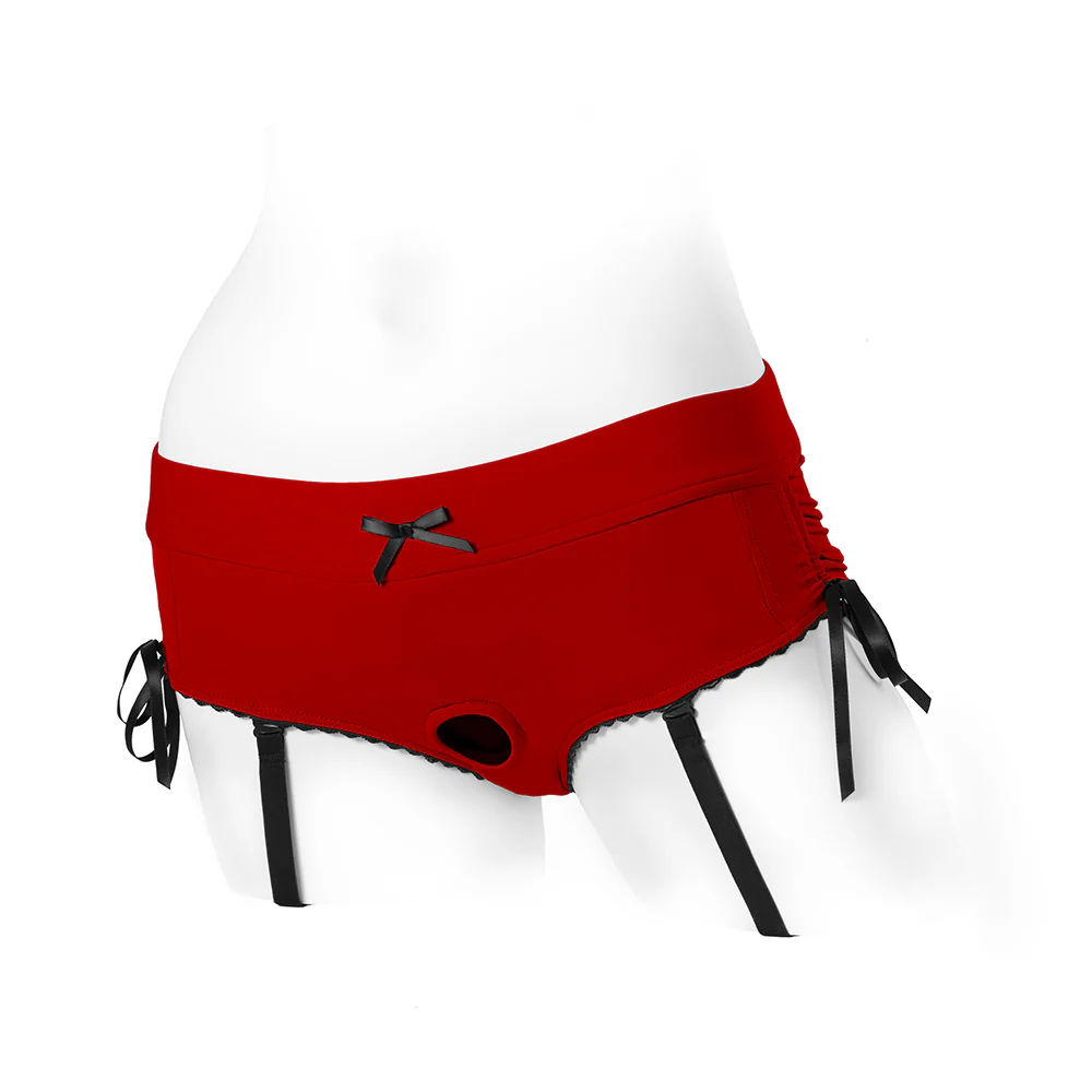 SpareParts Sasha Cinch Booty Short Harness Red/Black Size 3XL - Image 3