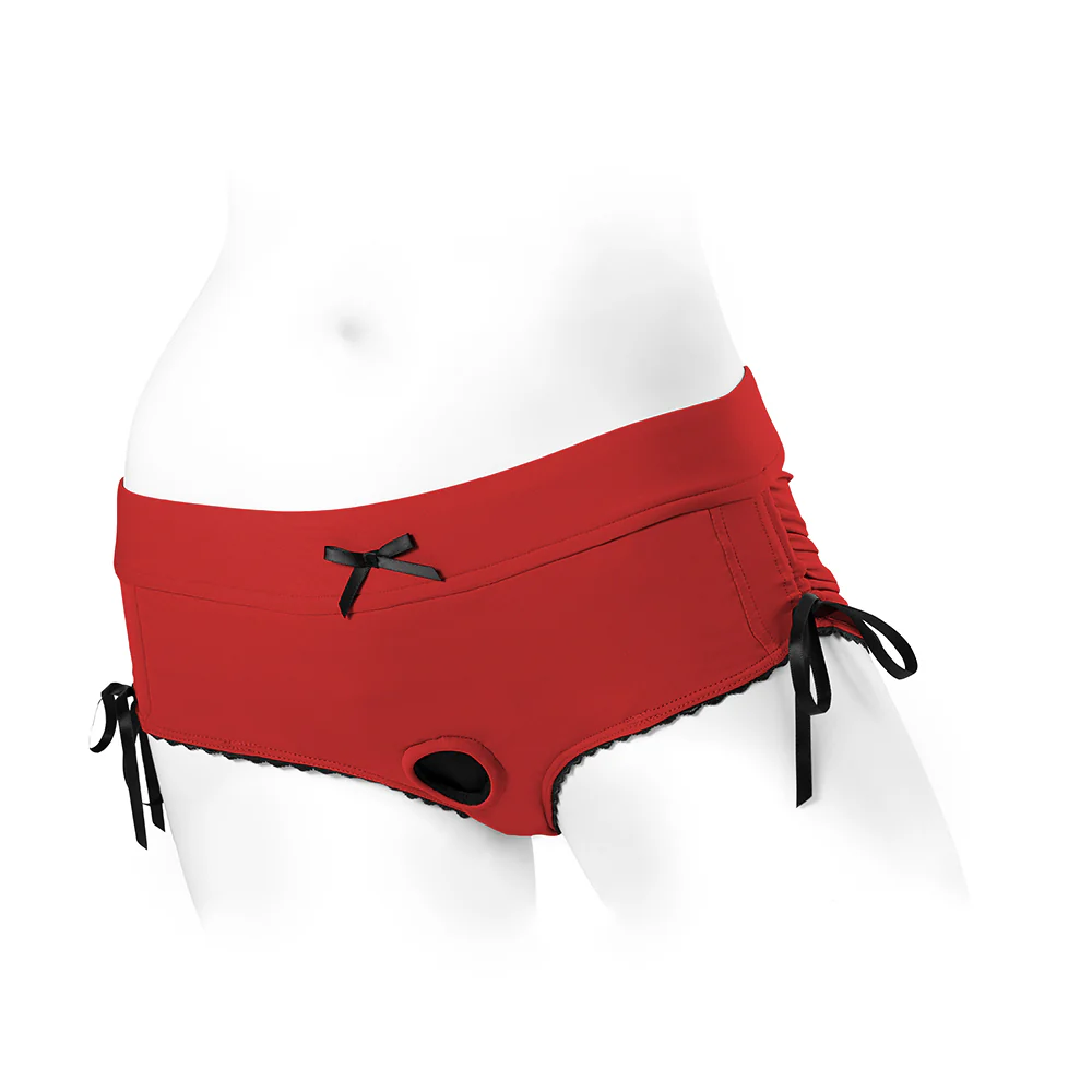 SpareParts Sasha Cinch Booty Short Harness Red/Black Size L - Image 2