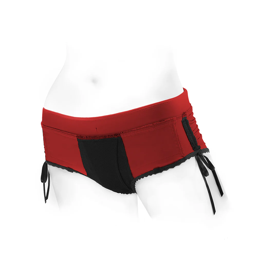 SpareParts Sasha Cinch Booty Short Harness Red/Black Size L - Image 7