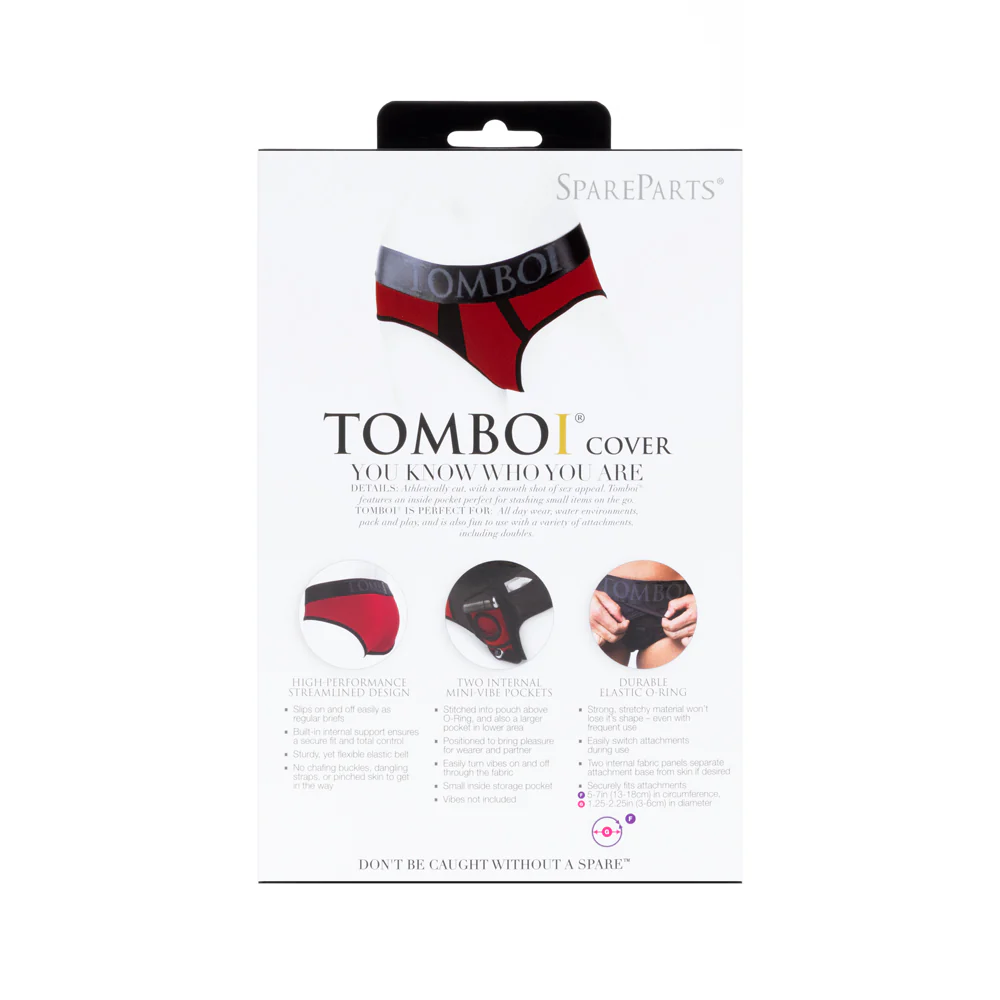 SpareParts Tomboi Cover Brief Style Underwear Harness Nylon Red/Black S - Image 12