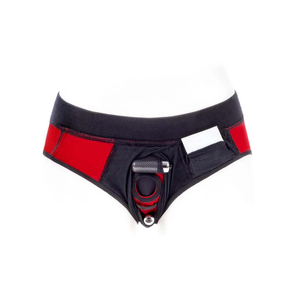 SpareParts Tomboi Cover Brief Style Underwear Harness Nylon Red/Black S - Image 5