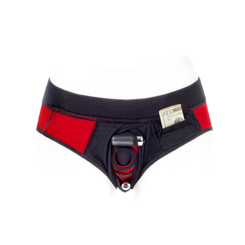 SpareParts Tomboi Cover Brief Style Underwear Harness Nylon Red/Black XL - Image 6