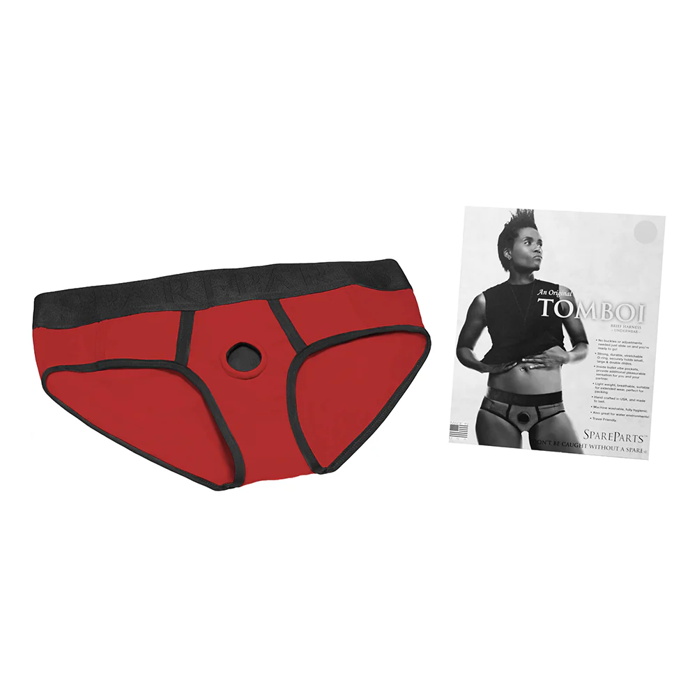 SpareParts Tomboi Nylon Briefs Harness Red/Black Size L - Image 7