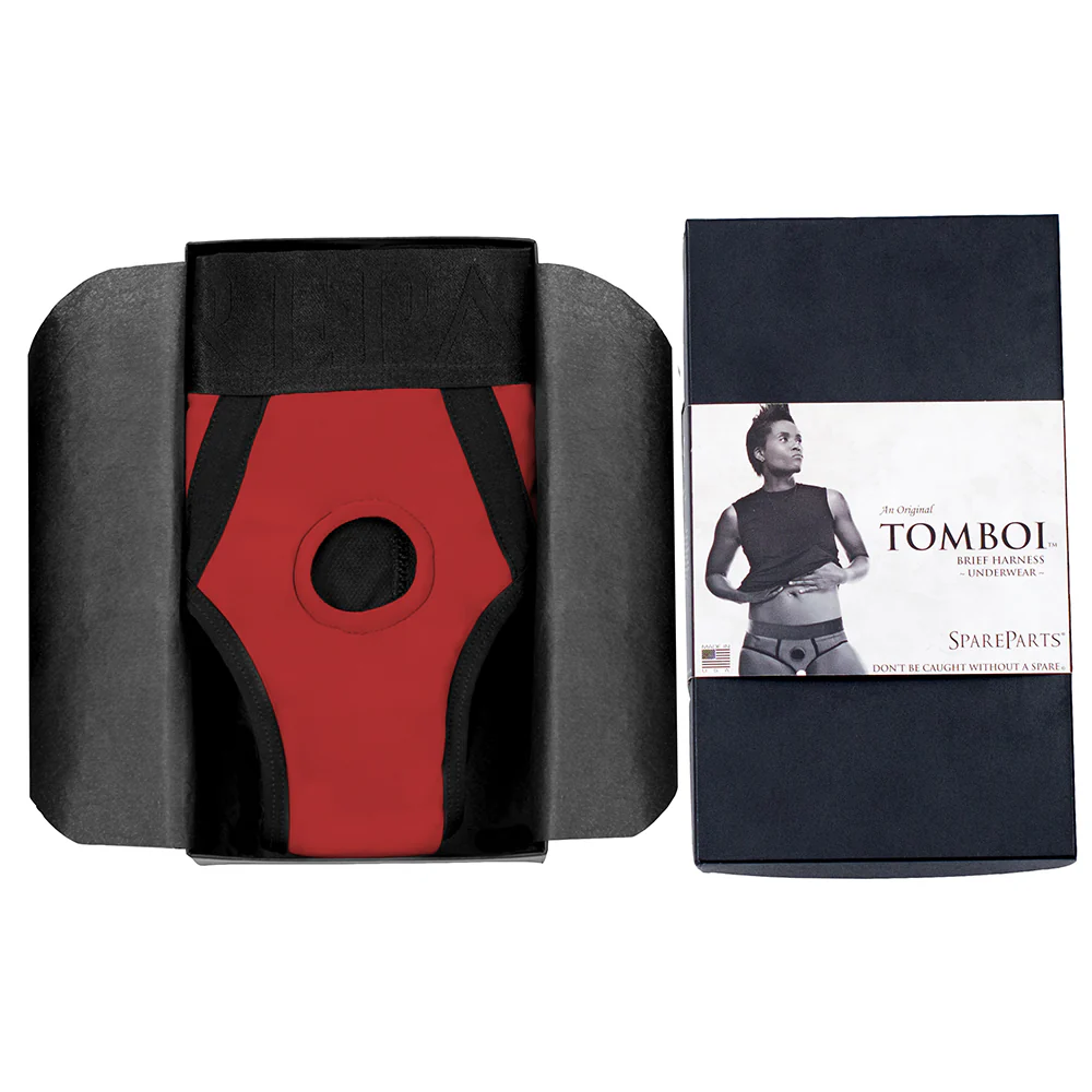SpareParts Tomboi Nylon Briefs Harness Red/Black Size L - Image 8