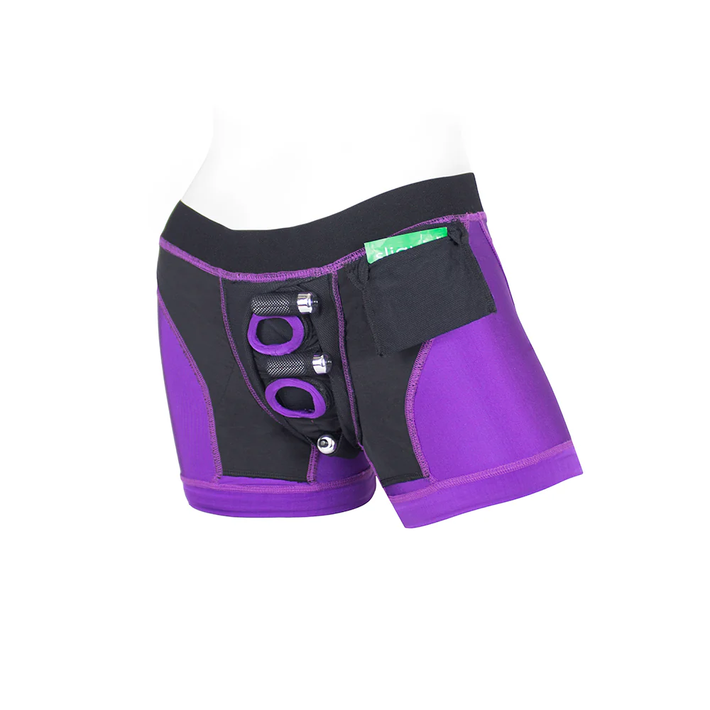 SpareParts Tomboii Nylon Boxer Briefs Harness Purple/Black Size S - Image 6