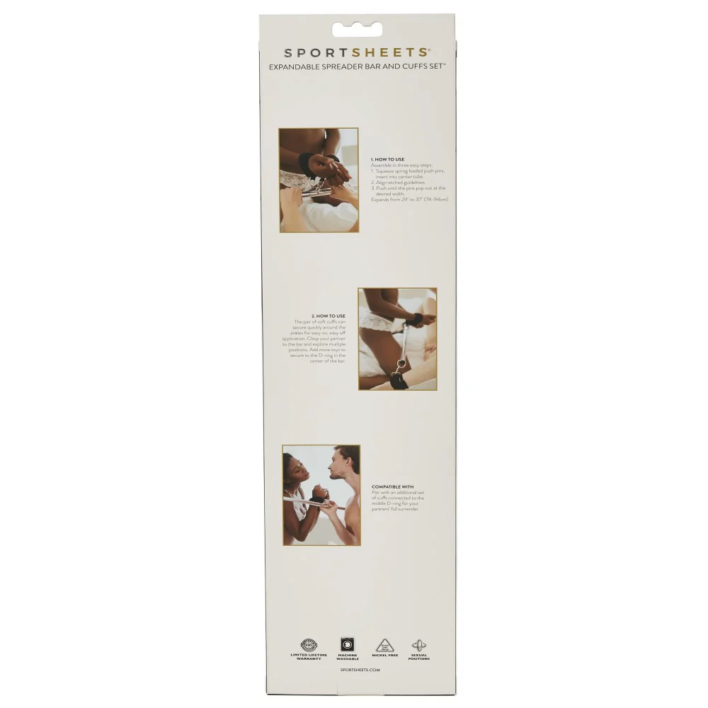 Sportsheets Expandable Spreader Bar & Cuffs Set Black - Image 3
