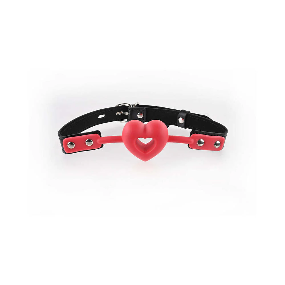 Sportsheets Sex & Mischief Amor Breathable Heart-Shaped Silicone Ball Gag Red - Image 2