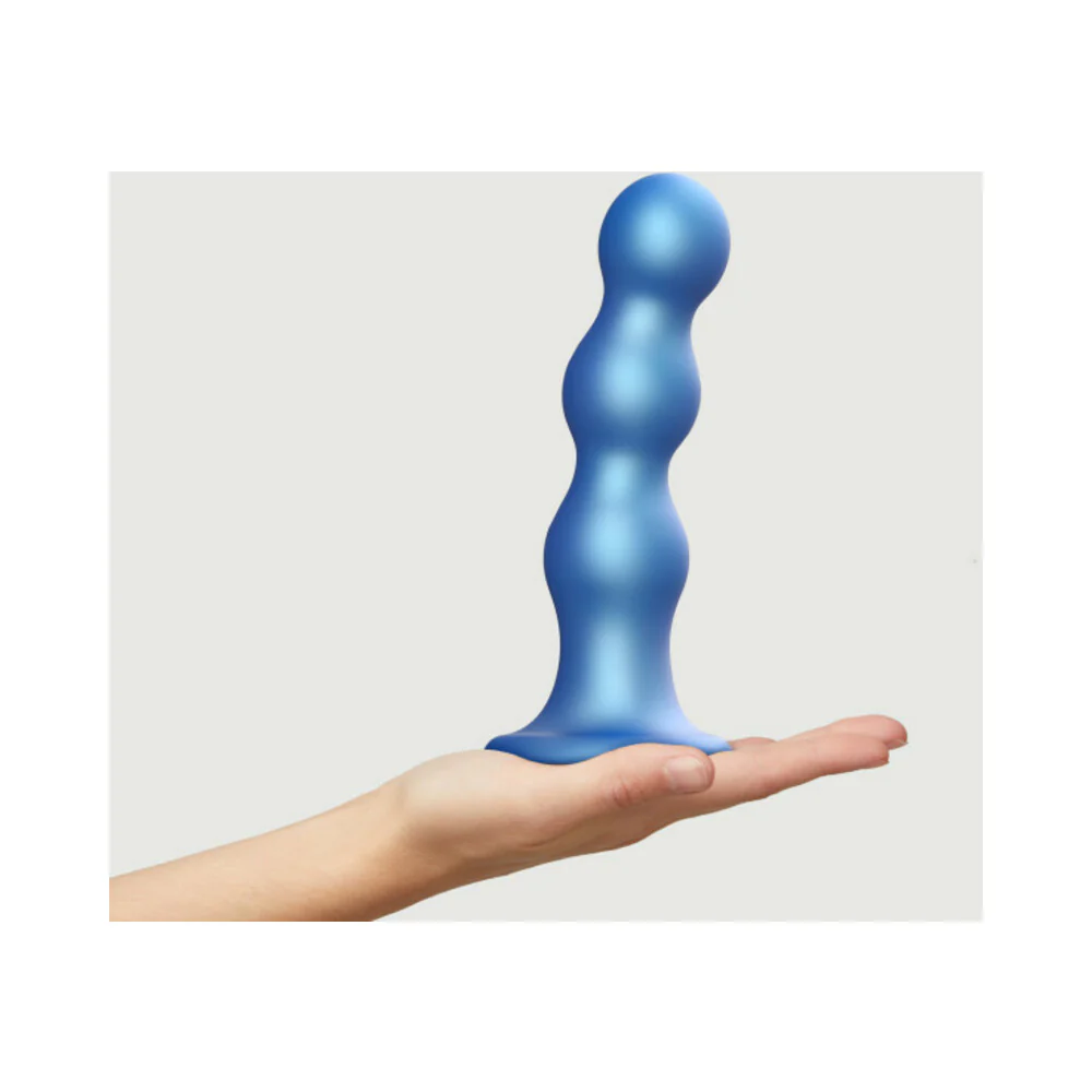 Strap-On-Me Hybrid Collection Silicone Dildo Plug Balls Metallic Blue X-Large - Image 2