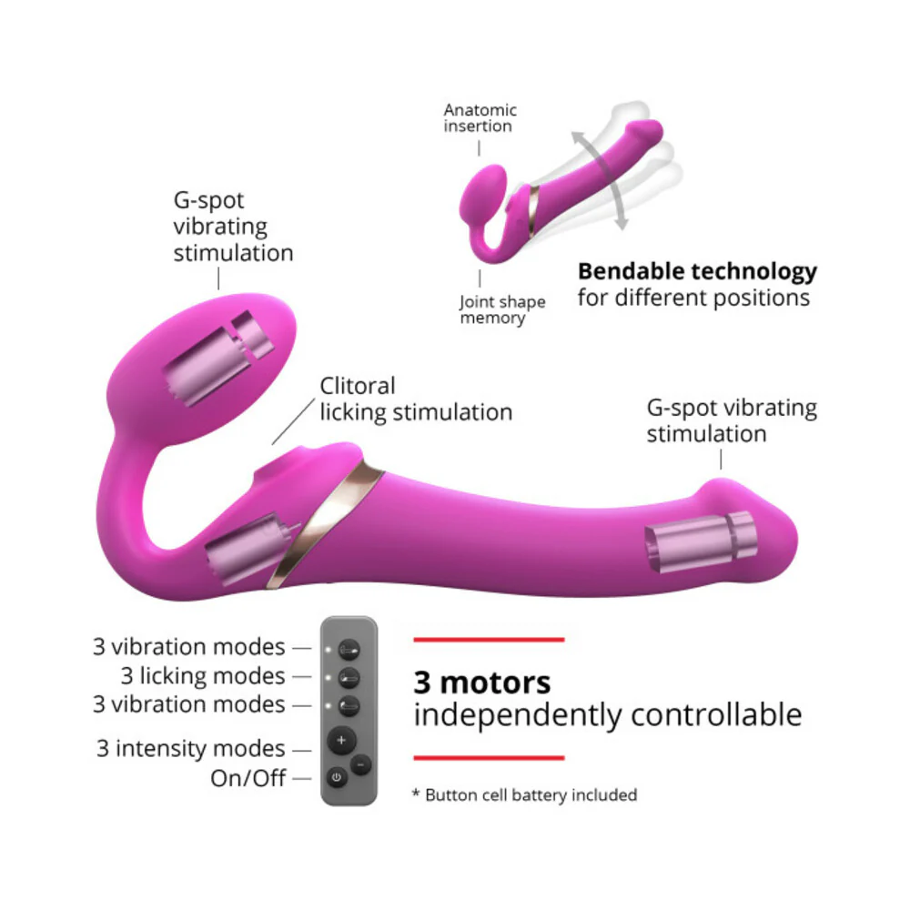 Strap-On-Me Multi Orgasm Bendable Strapless Strap-On Fuchsia Medium - Image 4