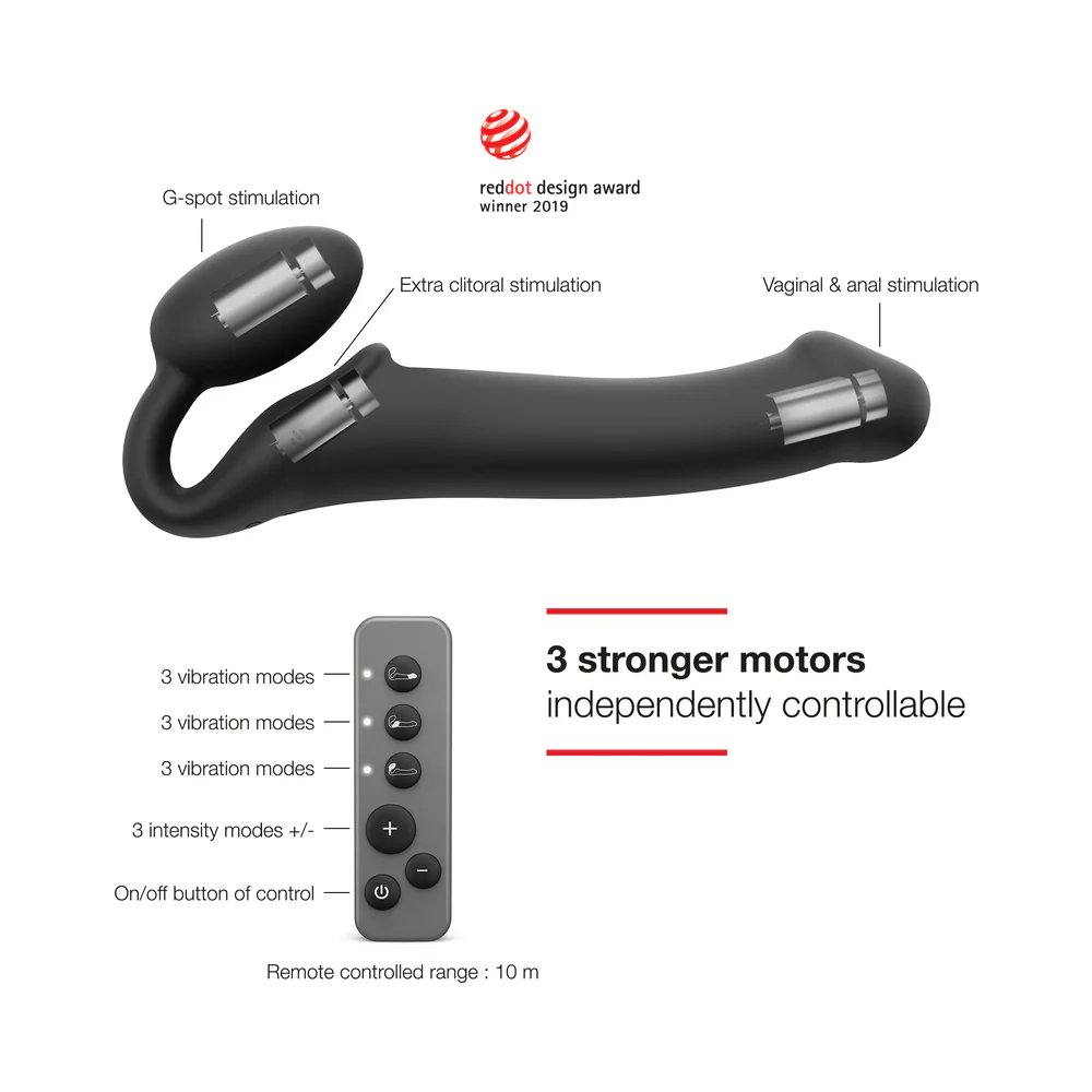Strap-On-Me Vibrating Bendable Strapless Strap-On Black XLarge - Image 3