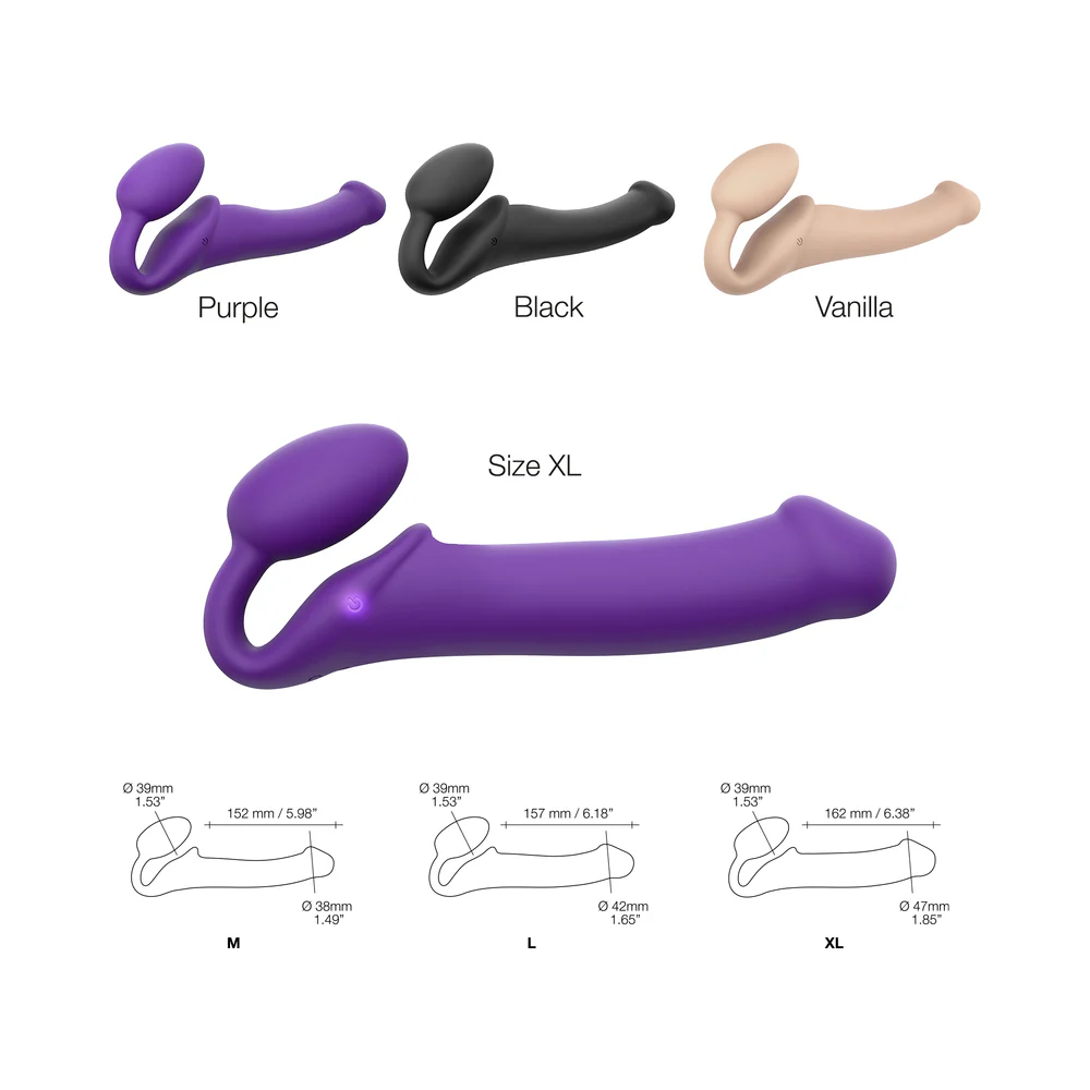 Strap-On-Me Rechargeable Remote-Controlled Silicone Vibrating Bendable Strap-On Purple XL - Image 5
