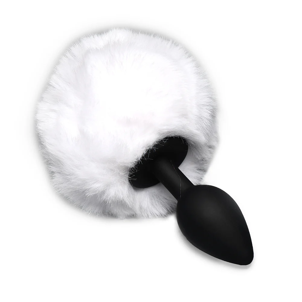 Tailz Fluffy Bunny Tail Silicone Plug White - Image 2
