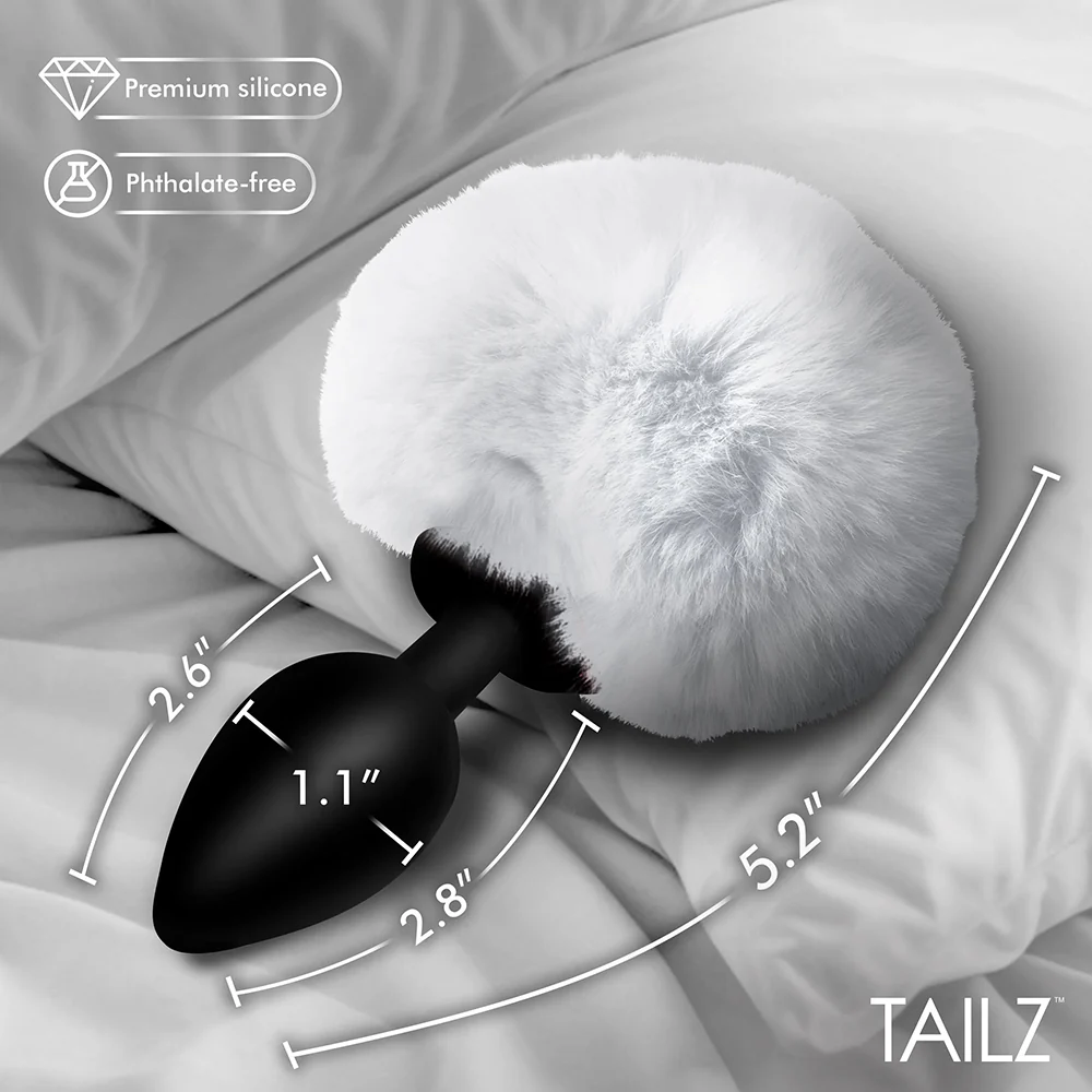 Tailz Fluffy Bunny Tail Silicone Plug White - Image 5