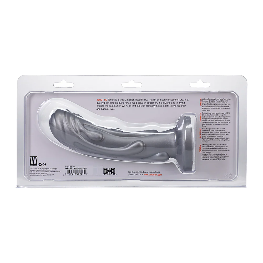 Tantus Magma 7 in. Fantasy Dildo Medium-Firm Silver - Image 6