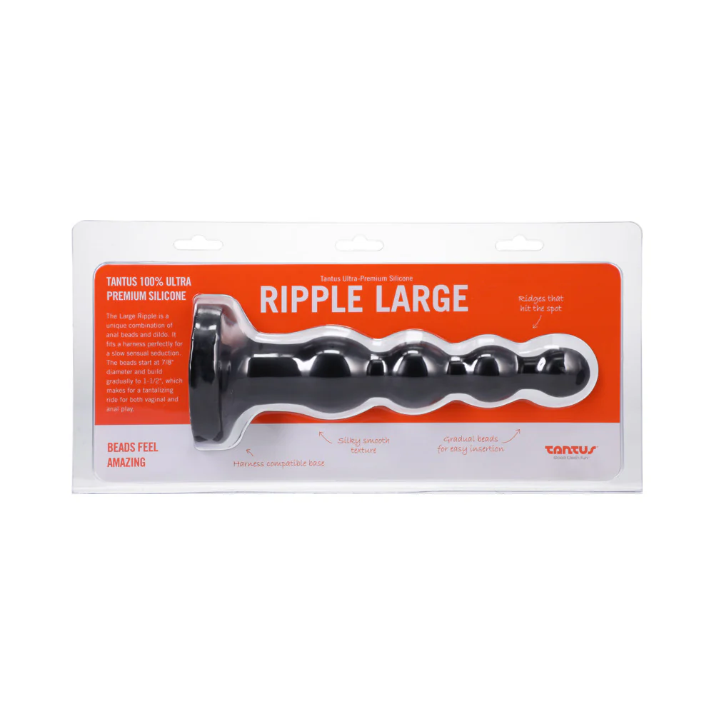 Tantus Ripple Large Beaded Anal Plug Onyx